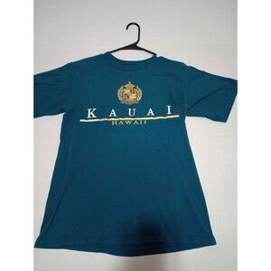 Vintage H.L Miller  T-Shirt Medium KAUAI HAWAII Teal Short Sleeve Single Stitch